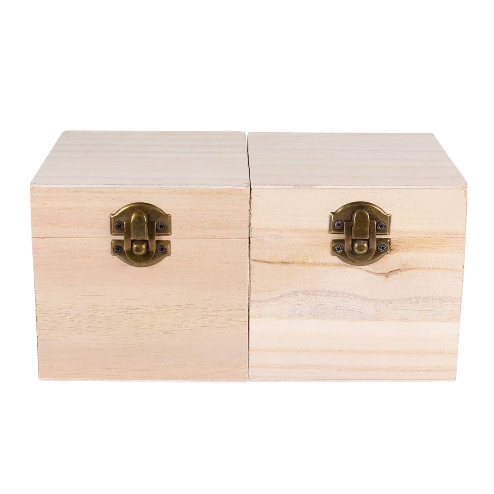 Vintage Wooden Jewelry Box Set of 2 - Handcrafted Keepsake Storage for Earrings, Rings & Necklaces - Unfinished Wood Memory Box for Home Decor, Gift Giving & Organizing Precious Items