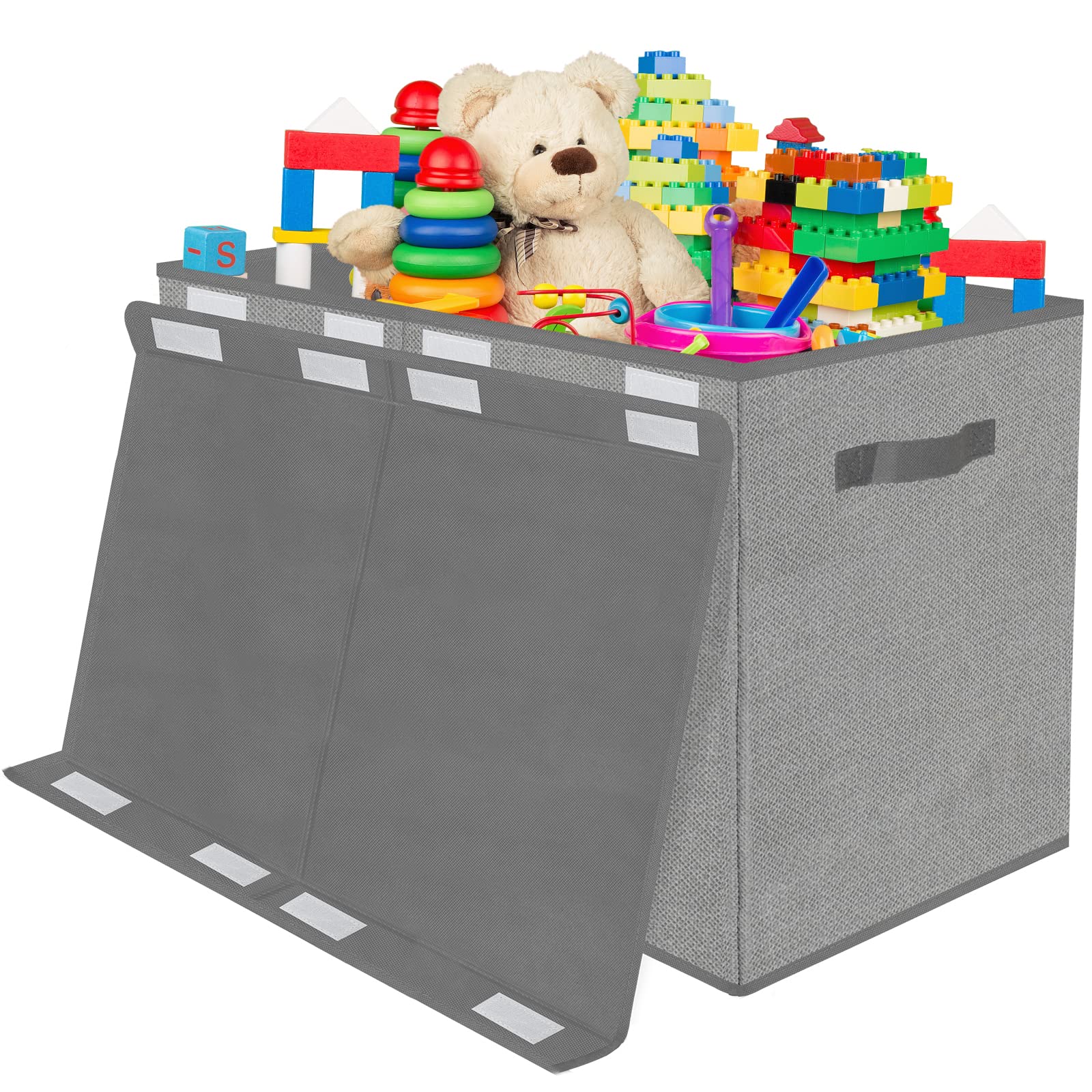 Large Collapsible Toy Storage Box with Lid for Kids - Organizer Bin for Blankets, Toys, Nursery & Playroom - Space-Saving Grey Toy Chest for Toddlers & Boys (Perfect for Bedroom, Daycare or Play Area Organization)
