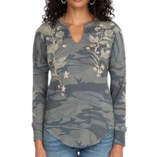 JWLA By Johnny Was Women's Long Sleeve Blouse - Elegant Floral Print Boho Top for Casual Wear & Office Outfits