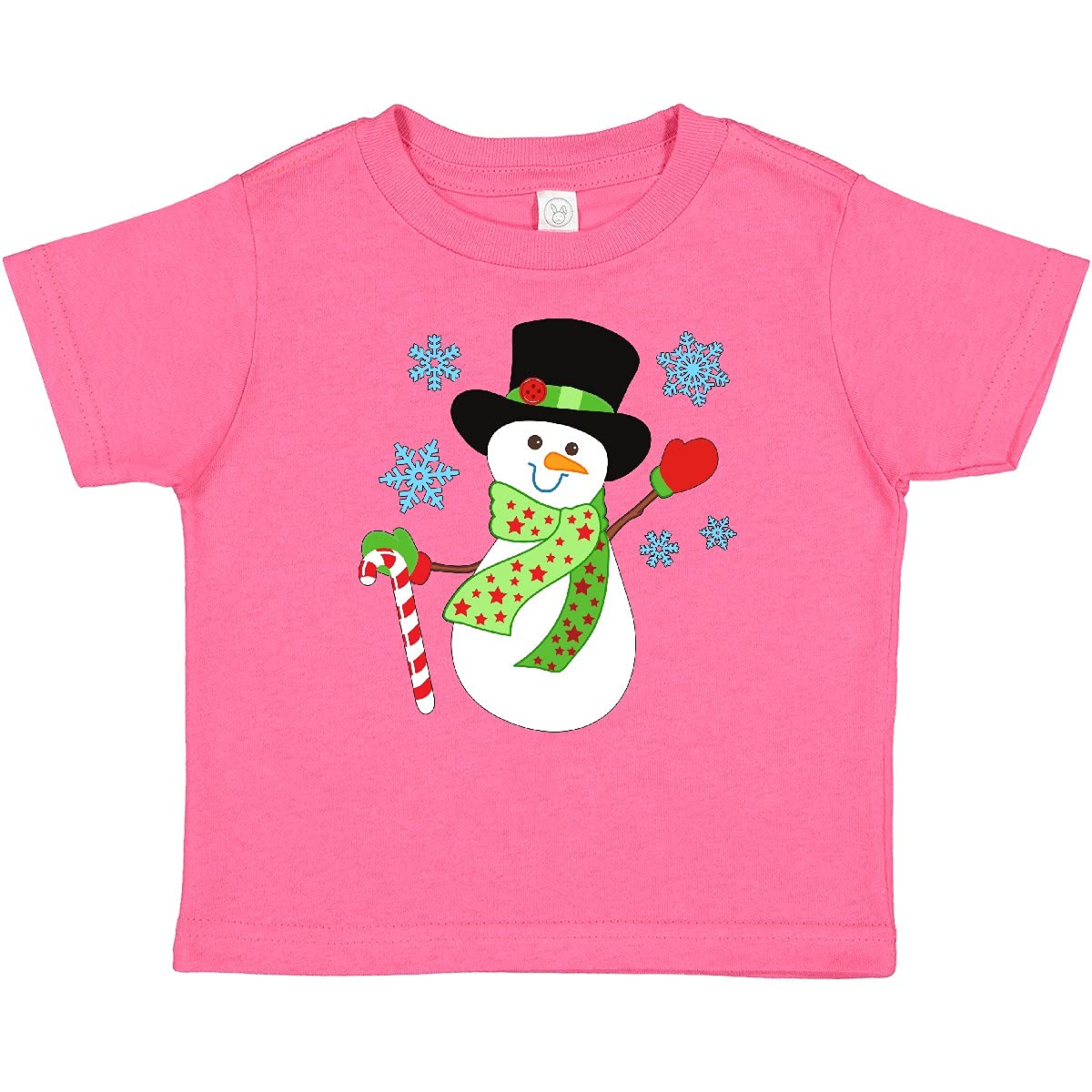 Inktastic Christmas Snowman in Top Hat with Candy Cane Baby T-Shirt - Cute Holiday Outfit for Infants & Toddlers - Perfect for Family Photos, Christmas Parties & Festive Celebrations