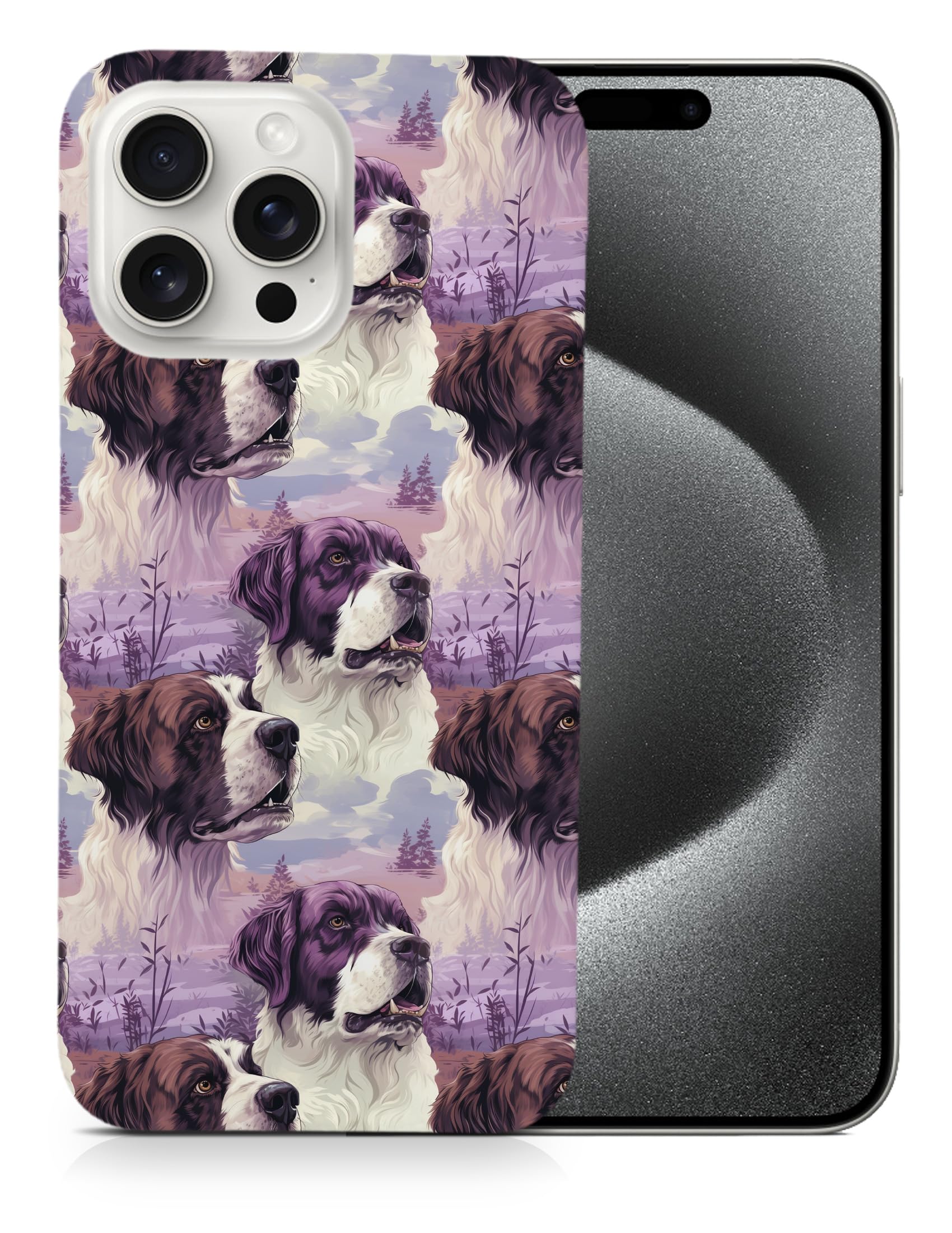 Stylish Saint Bernard Puppy Dog Pattern Polycarbonate Phone Case for Apple iPhone 15 Pro Max - Durable Protection & Cute Design for Everyday Use