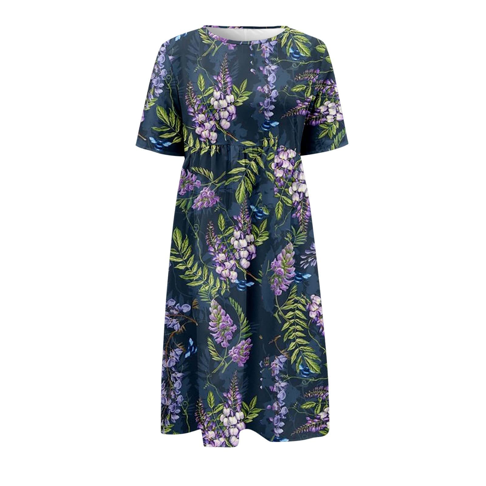 Women's Plus Size Boho Floral Print T-Shirt Dress - Casual Loose Flowy Midi Dress with Pockets for Summer 2025 | Perfect for Beach Outings, Vacations & Everyday Comfort