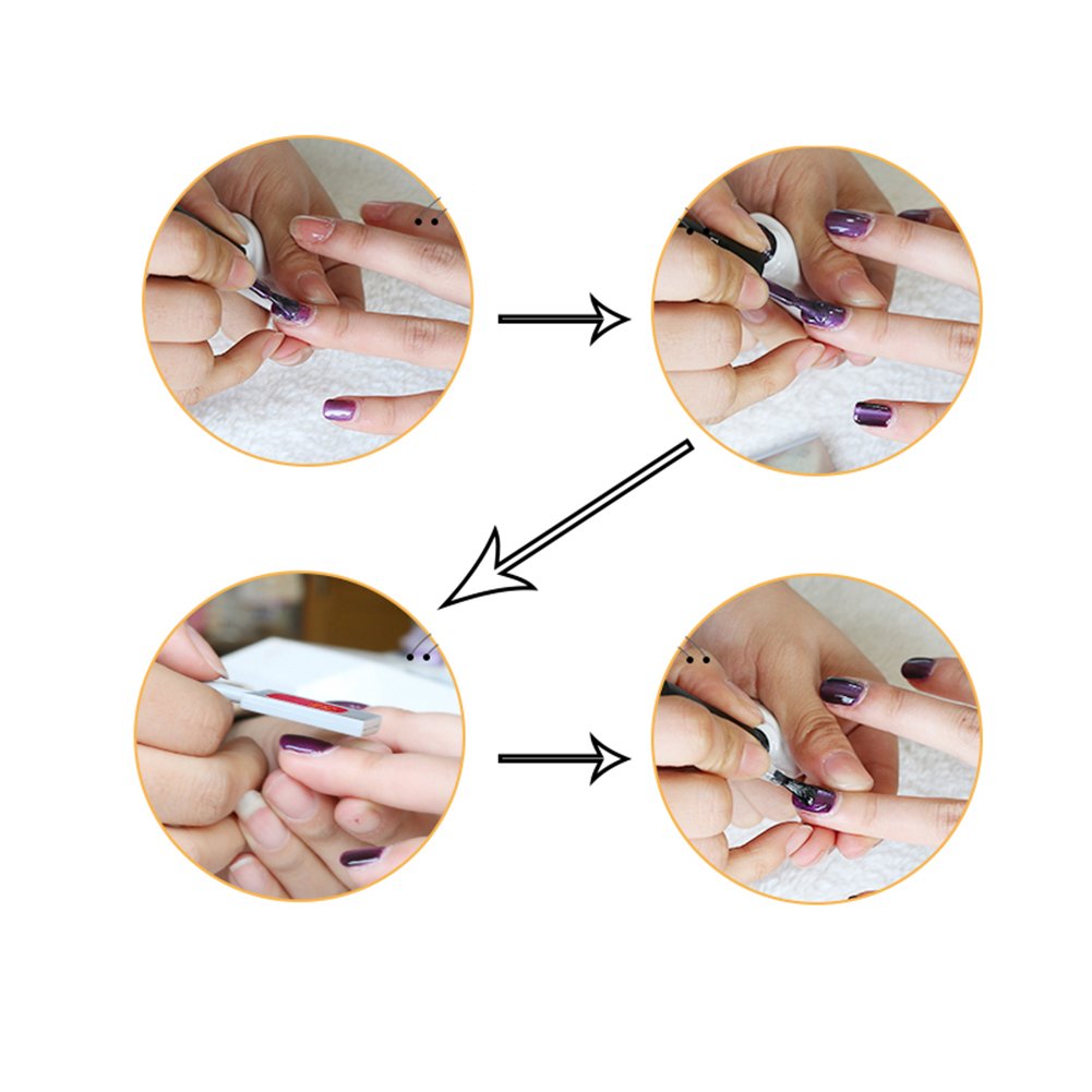 WOKOTO 5Pcs Professional Nail Art Magnet Tool Set - Double Head Flower Design Magnetic Pens & Strong Magnet Stick for Cat Eye Gel Polish - Perfect for Salon & Home Manicures (MJB076)