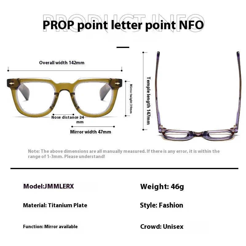 Aror Unisex Full Rim Square Thick Acetate Eyeglasses 14747 - Stylish & Durable Glasses for Men & Women - Perfect for Reading, Work, and Fashion Accessories