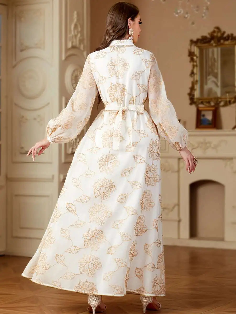 2 Pieces Eid Embroidery Dress Set - Elegant Caftan Kaftan with Inner Sleeveless Dress for Women | Islamic Holiday Outfit, Muslim Prayer Dress, Special Occasion Wear
