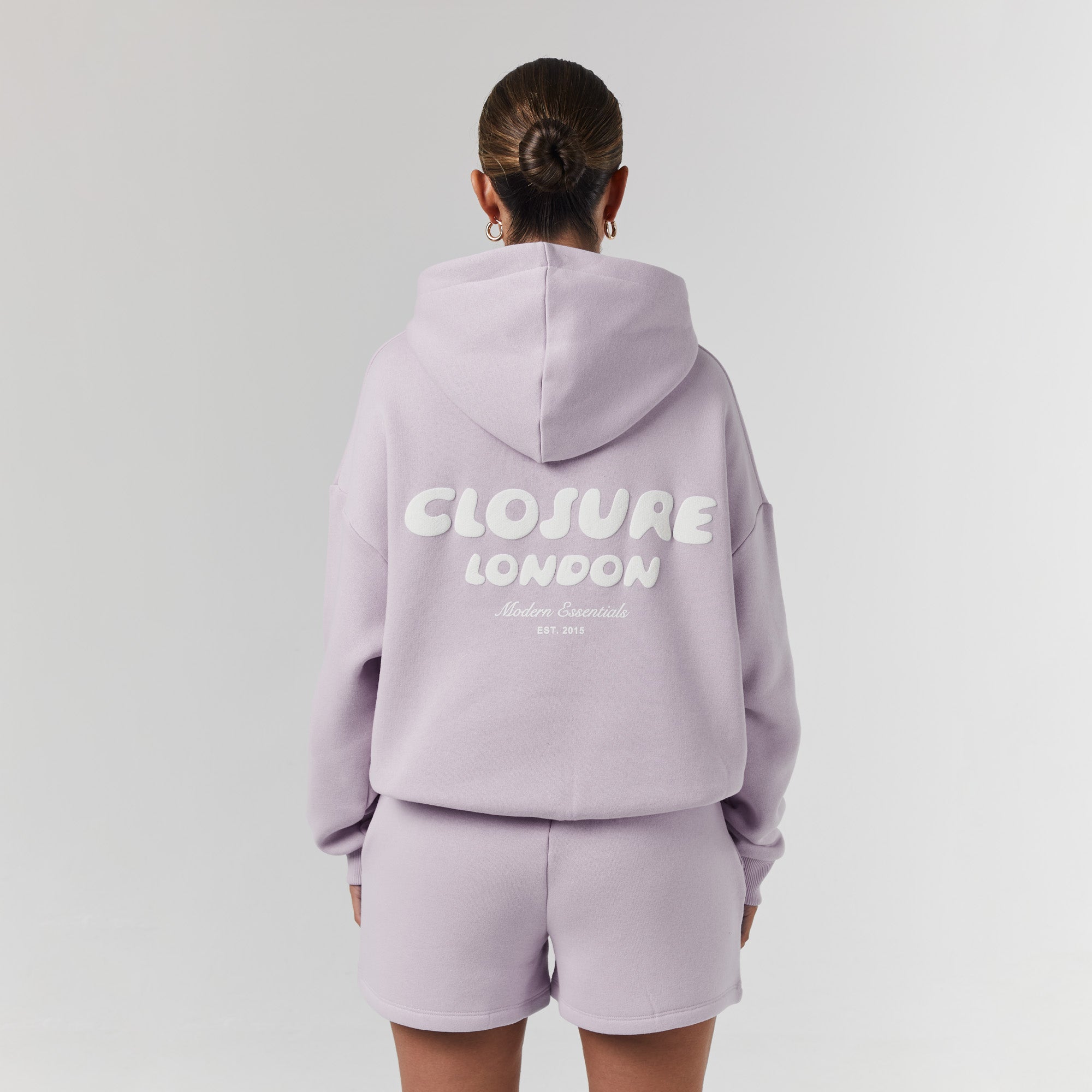 Trendy Bubble Logo Print Hooded Twinset in Dusty Mauve - Perfect for Casual Outings, Streetwear Fashion & Cozy Loungewear
