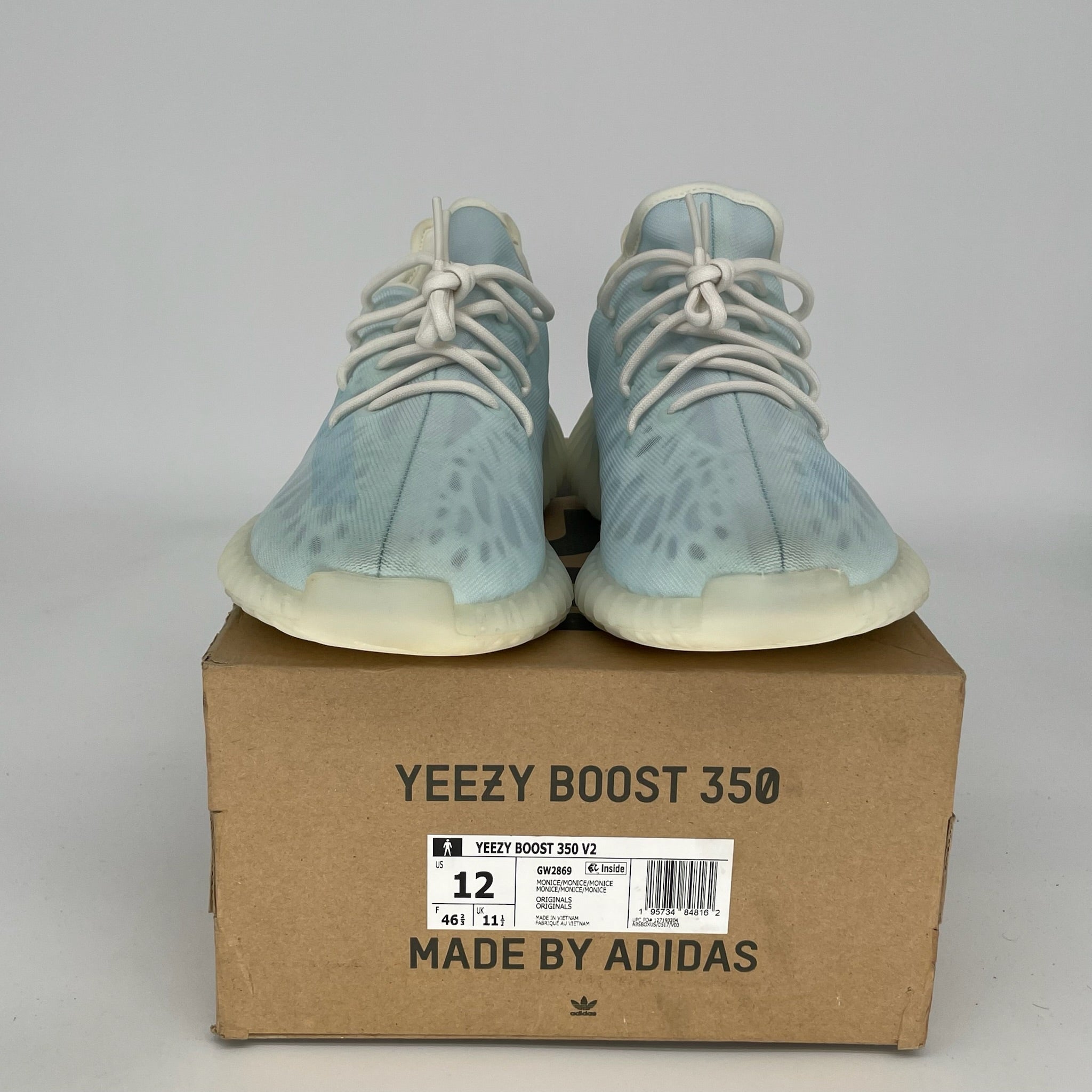 Adidas Yeezy Boost 350 V2 'Mono Ice' - Men's Running Shoes Size 12 GW2869 | Lightweight Comfort for Jogging, Gym & Casual Wear