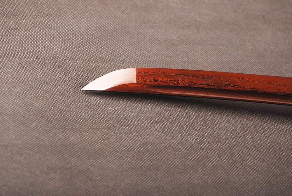 41 Inch Handmade Authentic Japanese Samurai Katana Sword - Full Tang Red Damascus Steel Blade - Collectible Weapon for Martial Arts, Cosplay & Home Decor - Perfect Gift for Men & Sword Enthusiasts