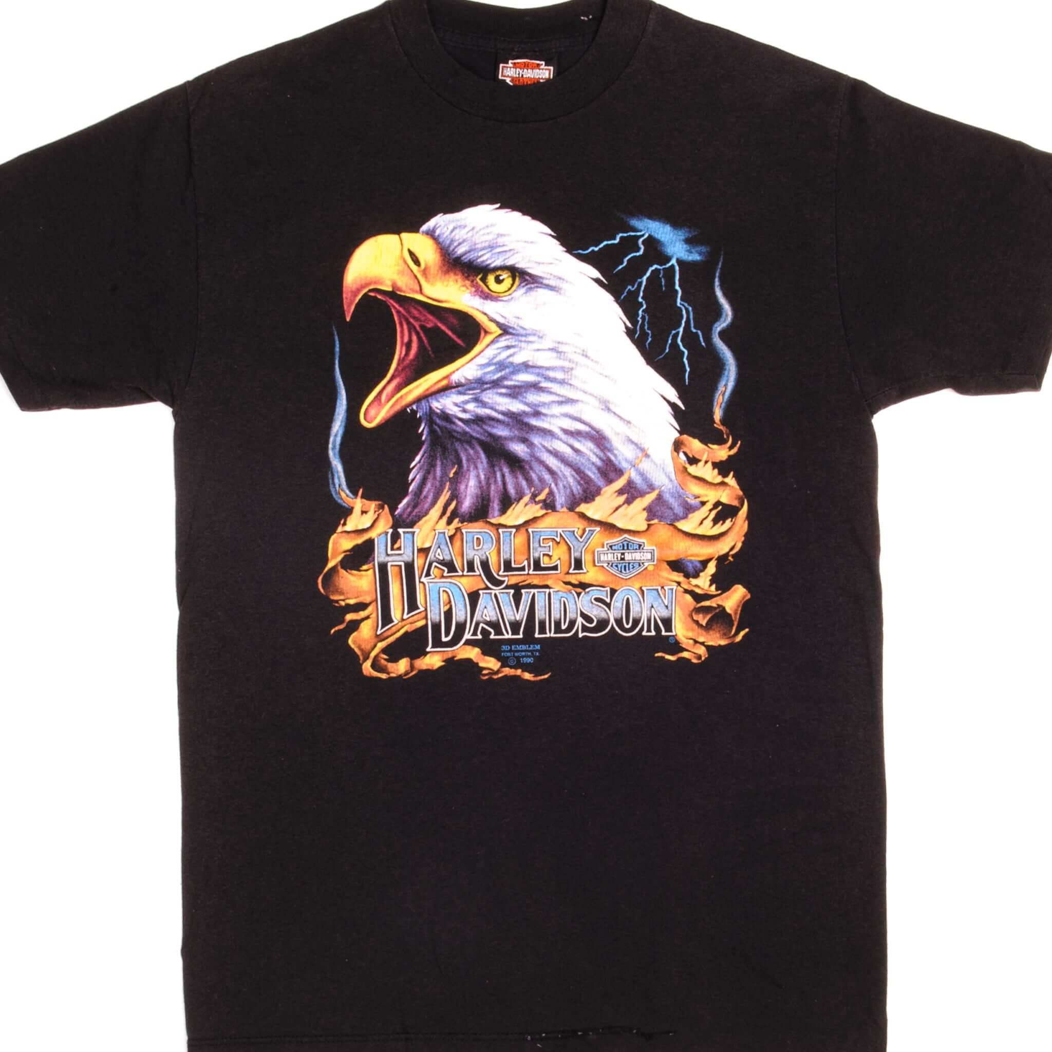 Vintage 3D Emblem Harley Davidson Eagle Loudon NH T-Shirt 1991 Large Made in USA - Classic Biker Tee for Motorcycle Riders & Vintage Collectors