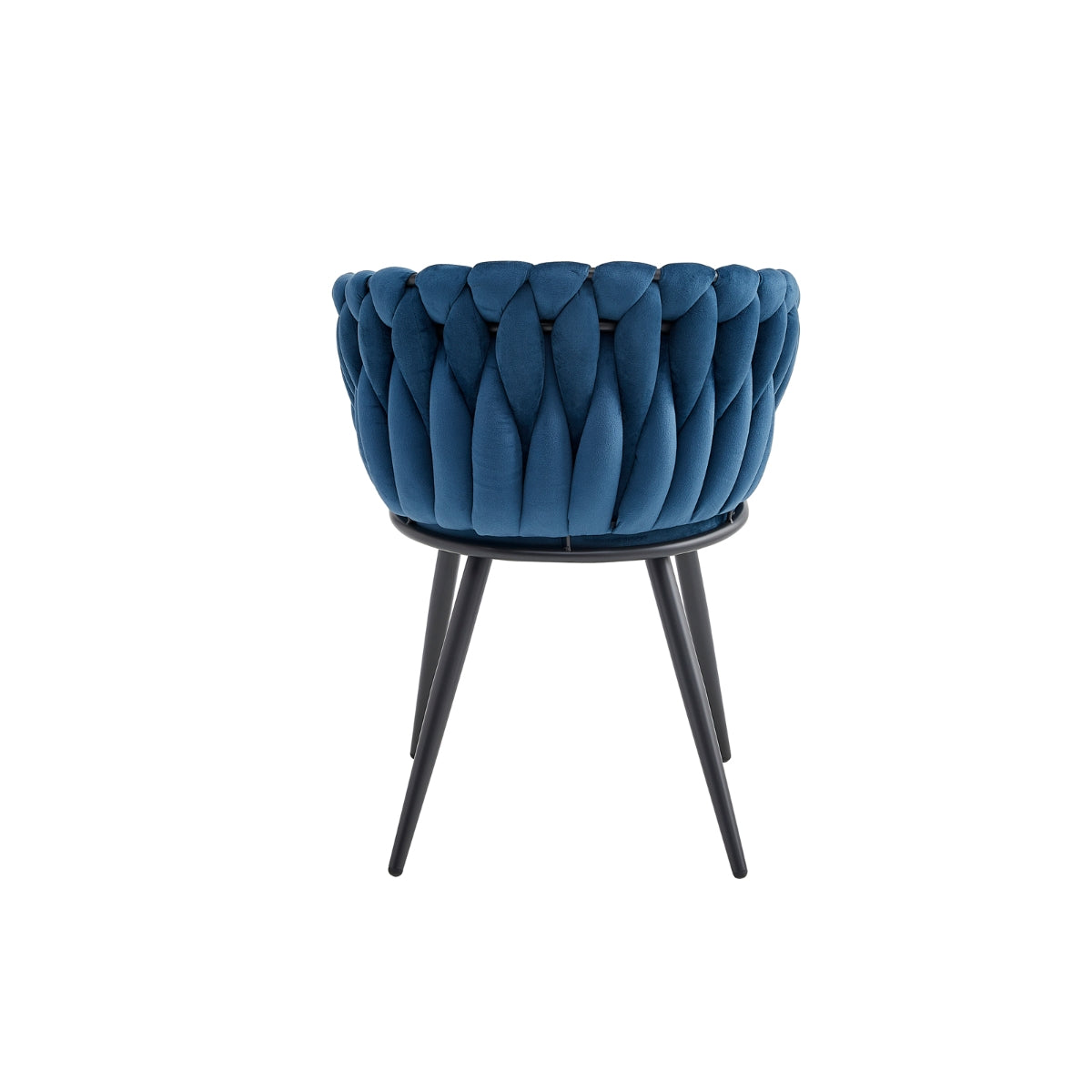 Blue Velvet Braided Arm Chair Set of 2 – Modern Contemporary Accent Chairs for Living Room, Bedroom & Office Decor