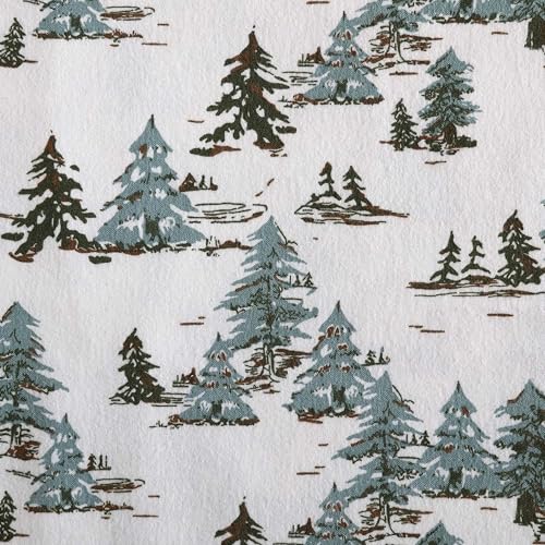 Snowy Pine Trees Green