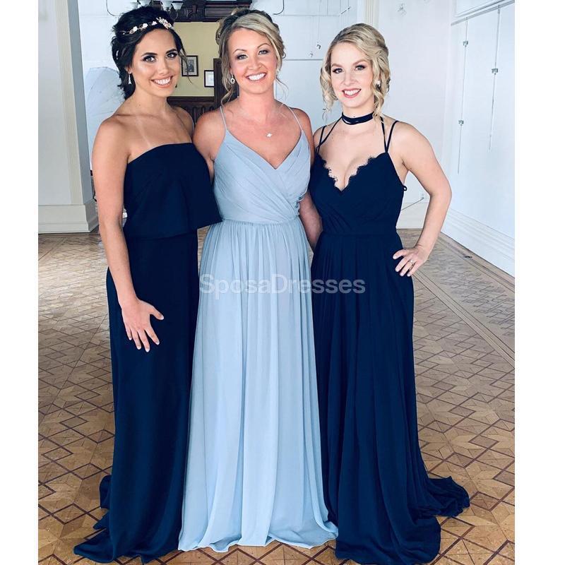 Elegant Chiffon Blue Long Bridesmaid Dresses for Wedding Party - A-Line Floor Length Formal Gowns for Bridesmaids, WG701 - Perfect for Church Ceremonies, Beach Weddings & Evening Receptions