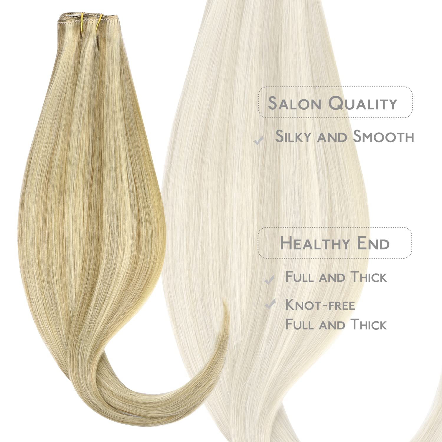 WENNALIFE 22 Inch Clip in Human Hair Extensions - 5pcs 85g Remy Real Human Hair, Light Blonde Highlighted Golden Blonde Virgin Hair for Women | Perfect for Daily Styling, Parties & Special Occasions