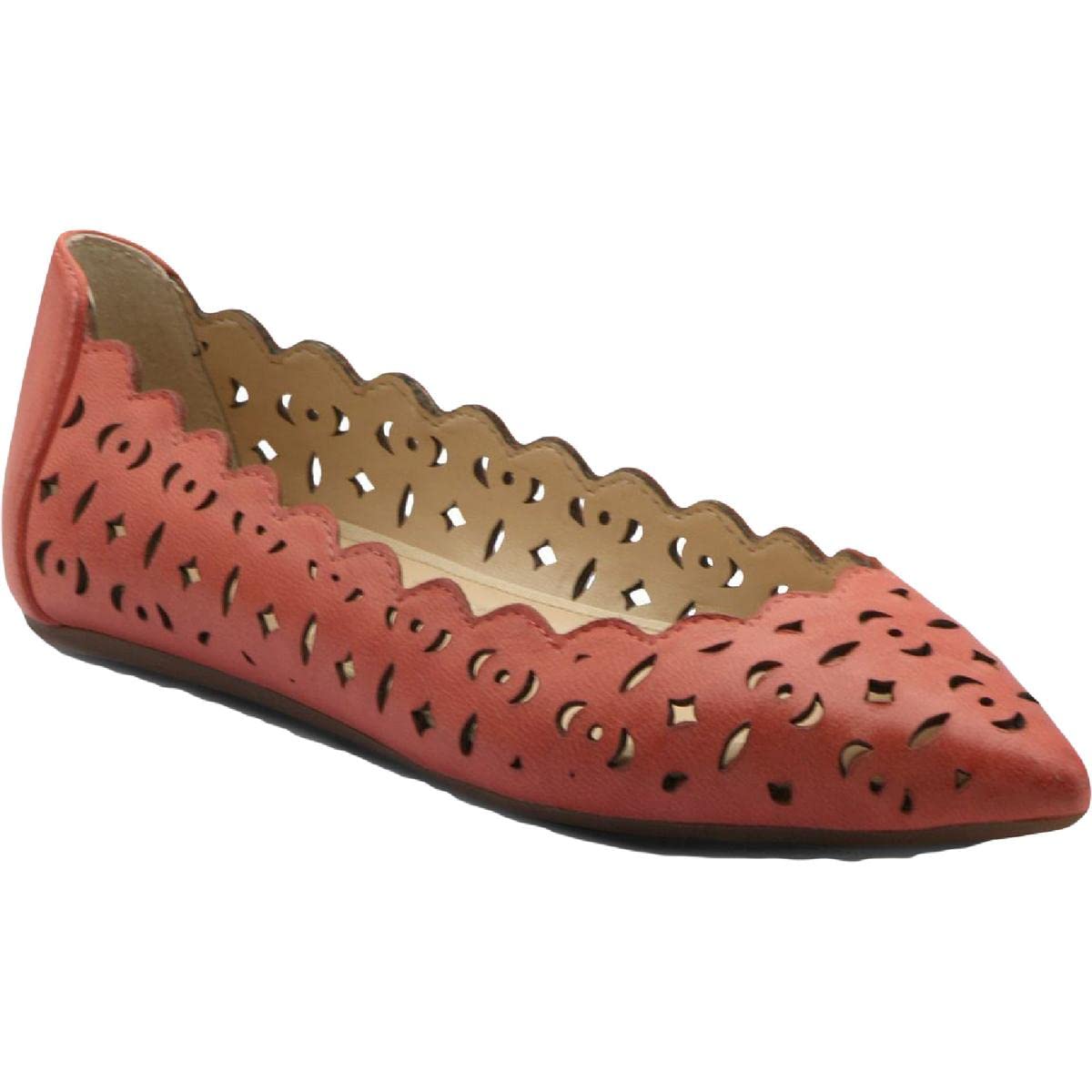 ADRIENNE VITTADINI Women's Red Leather Slip-On Pointed Toe Flats Size 8.5 Medium (B,M) - Comfortable Dress Shoes for Work, Office & Casual Outings