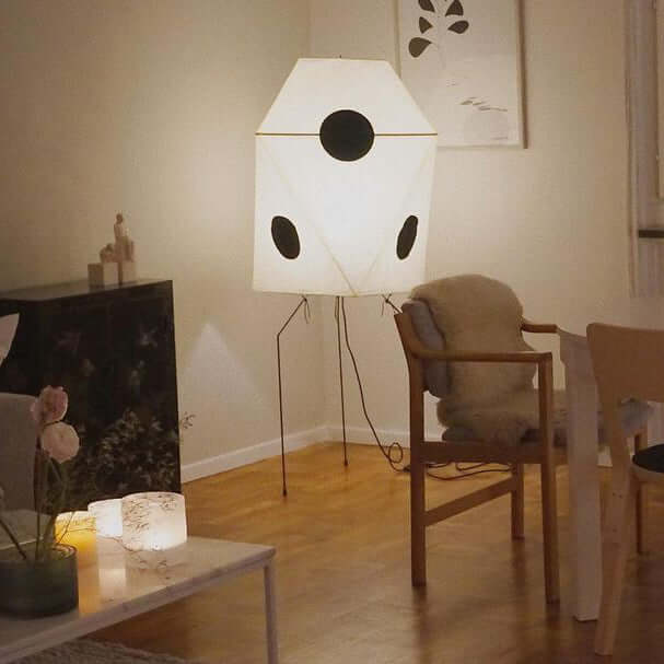 Akari UF3 Q Floor Lamp - Modern Japanese Paper Light for Living Room, Bedroom & Office - Warm Ambient Lighting for Home Decor & Relaxation