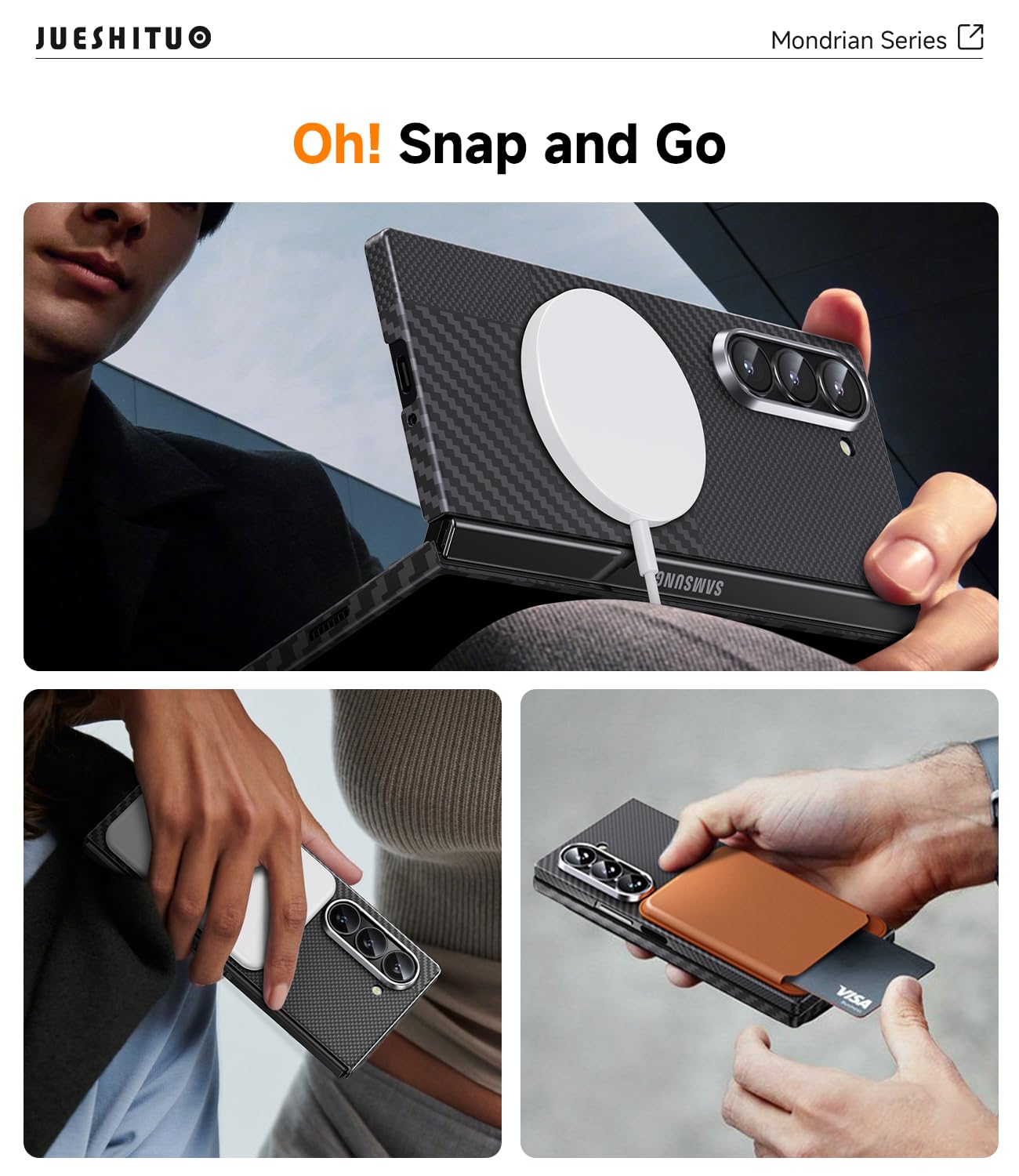 Samsung Galaxy Z Fold 6 Case - Ultra Slim Lightweight 600D/1500D Aramid Fiber Magnetic Cover with Carbon Fiber Texture | Magsafe Compatible | Perfect for Business Travel & Daily Protection