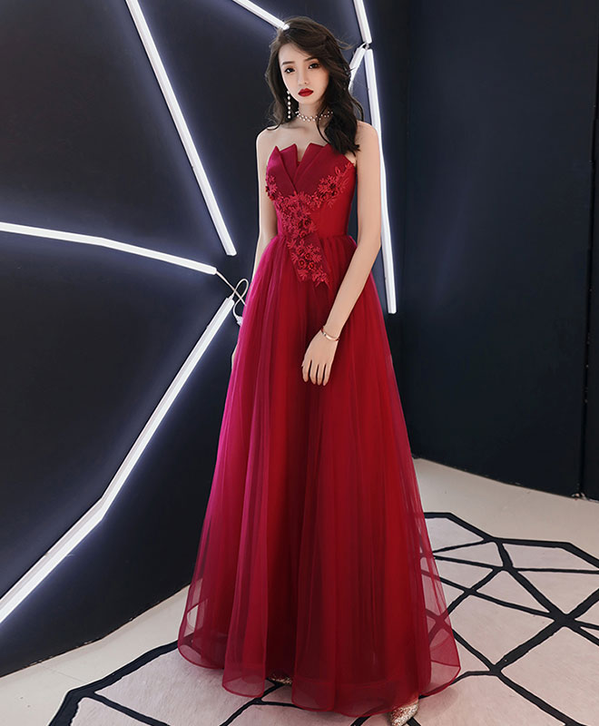 Elegant Burgundy Long Prom Dress - A-Line Evening Gown for Women | Perfect for Homecoming, Formal Dances & Special Occasions
