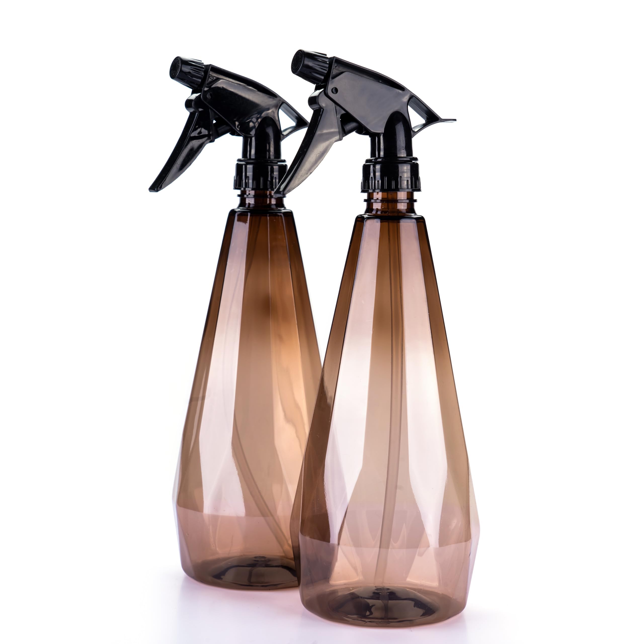 32oz Amber Plastic Spray Bottles (2 Pack) - Refillable Empty Mister for Hair, Hand, Clothes, Bathroom & Plants - Perfect for Essential Oils, Water & Cleaning Solutions - BPA-Free & Eco-Friendly