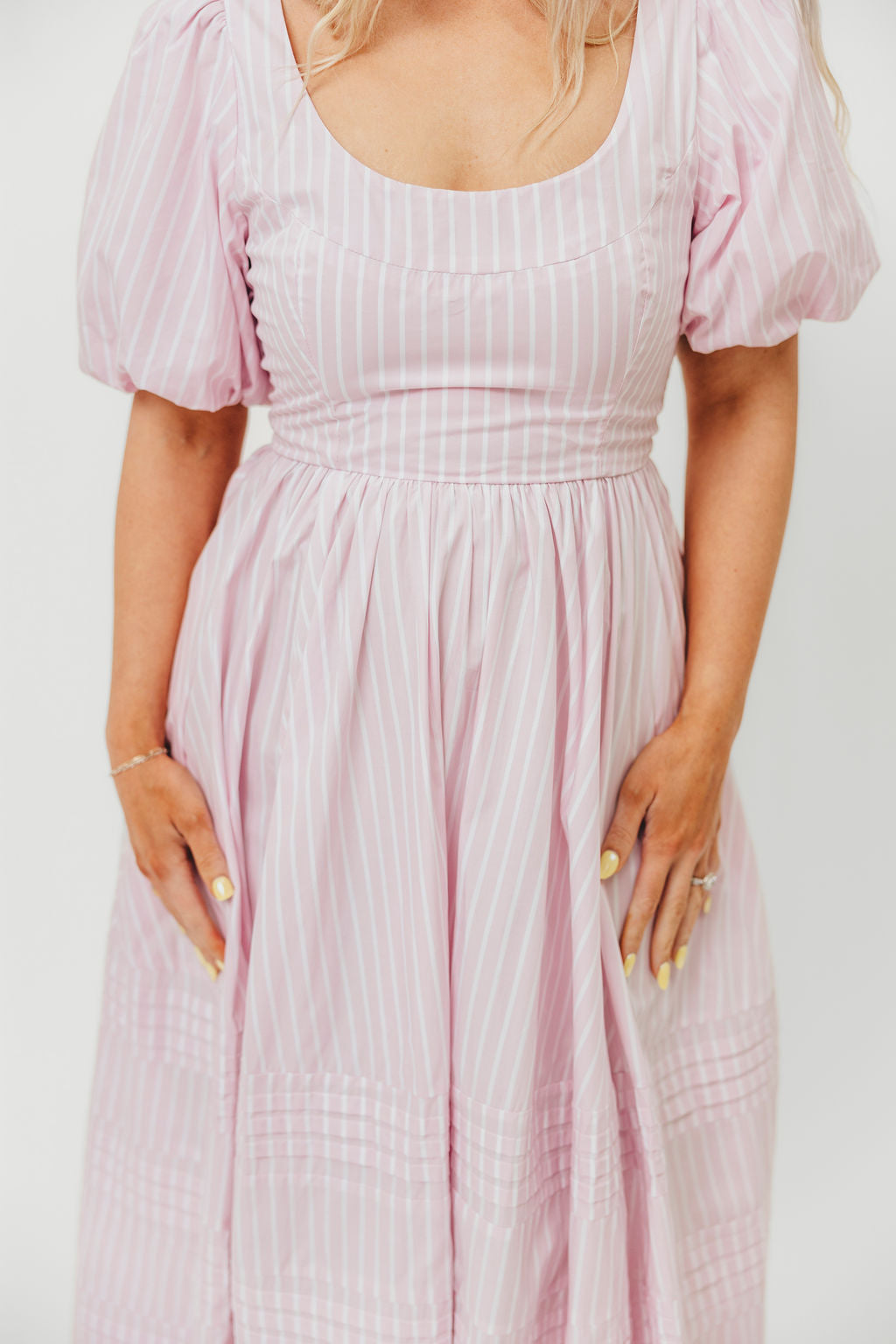 Abby 100% Cotton Midi Dress in Pink | Women's Floral Summer Dress | Perfect for Beach Vacations, Brunch Dates & Casual Outings