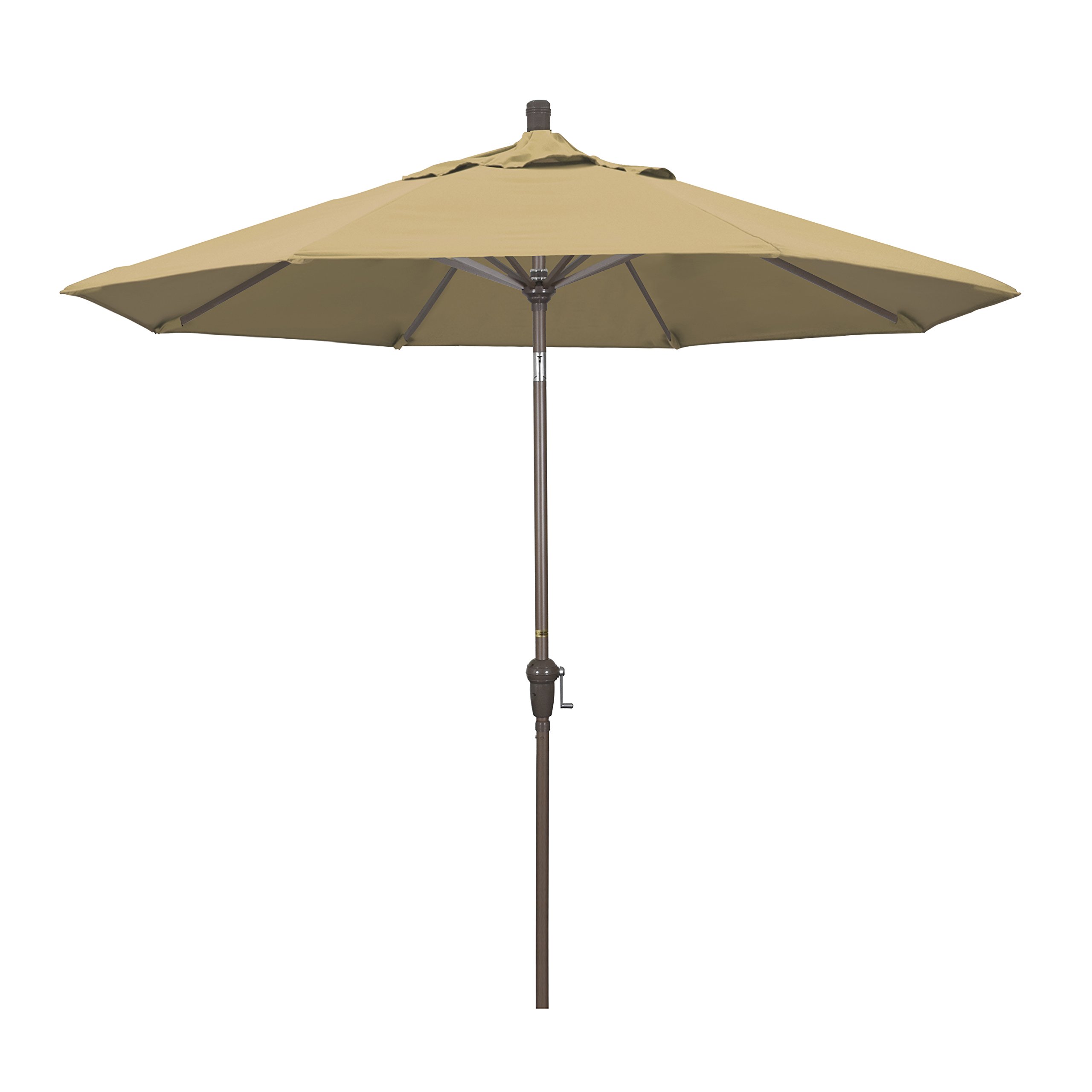 9' Round Aluminum Market Umbrella with Crank Lift & Auto Tilt - Champagne Pole & Canopy - Perfect for Patio, Garden, Poolside, and Outdoor Dining Areas