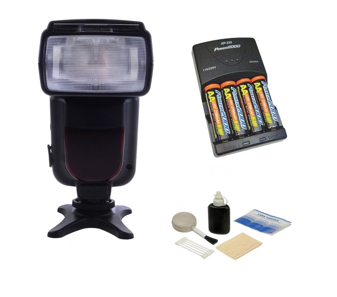 Bounce, Zoom & Swivel Head Flash for Canon EOS 20D - High Power AC Rapid Charger with 4AA 2900mAh Batteries - Perfect for Wedding, Portrait & Event Photography