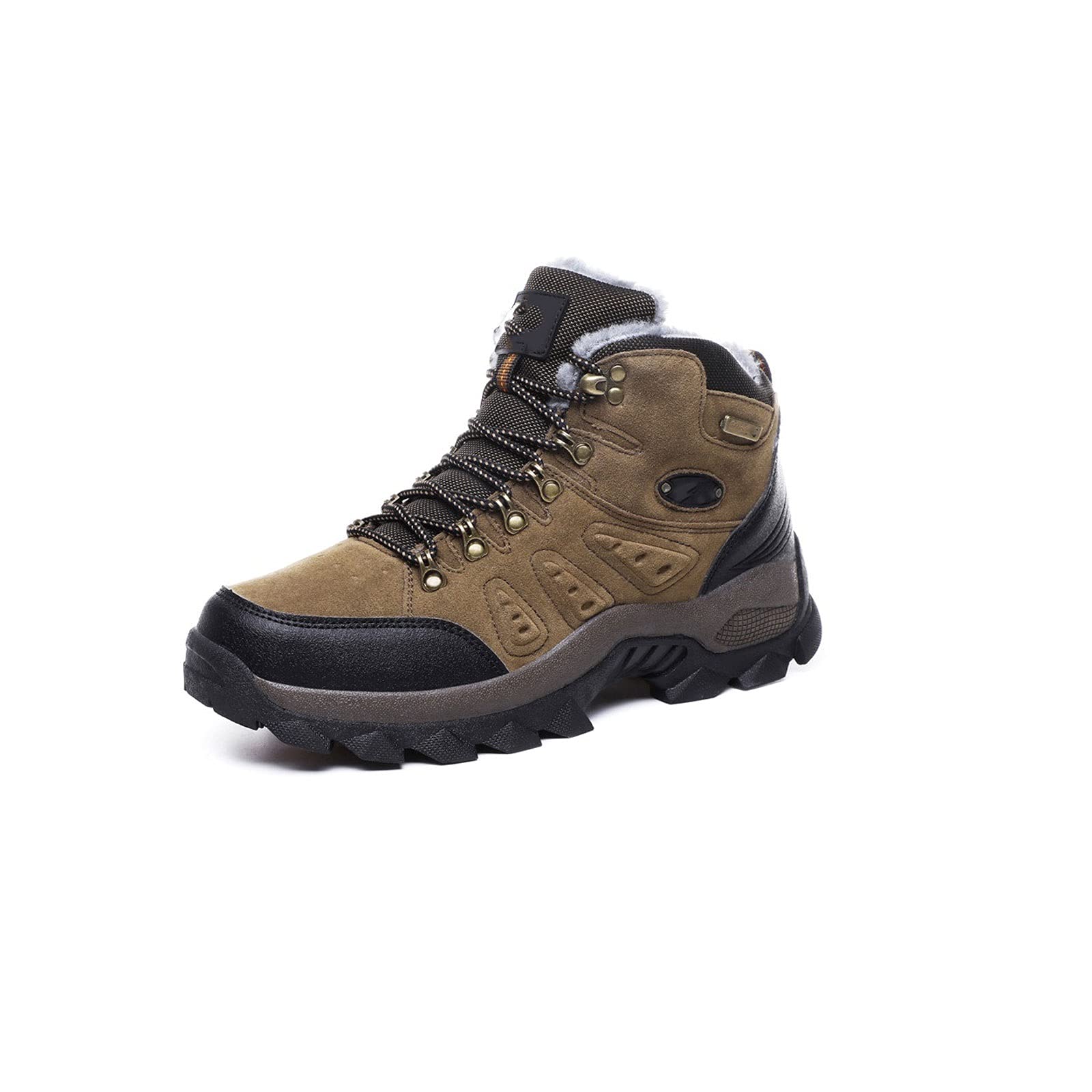 WangchngqingMX Men's Winter Waterproof Leather Snow Boots - Warm Casual Sneakers for Hiking, Outdoor & Work - Unisex Brown Size 11 (Ideal for Snowy Weather & Rugged Terrains)