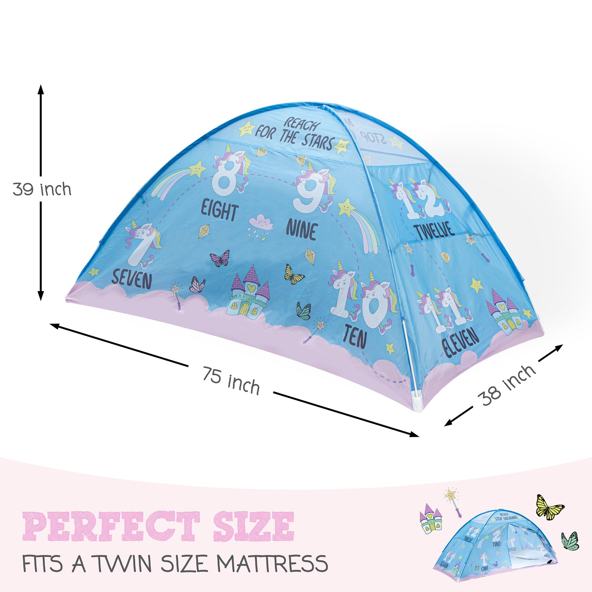 Pink Unicorn Bed Tent for Kids - Magical Dream Canopy for Girls & Boys - Perfect for Bunk Beds & Indoor Play