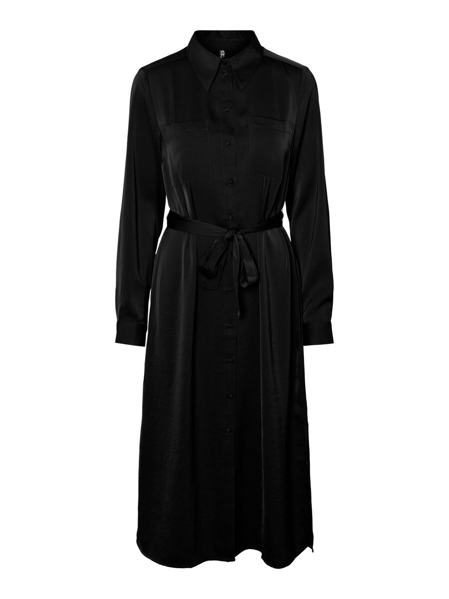 Ina Midi Shirt Dress for Women - Black Casual Button Down Tunic Dress - Perfect for Office, Date Night & Spring Outfits
