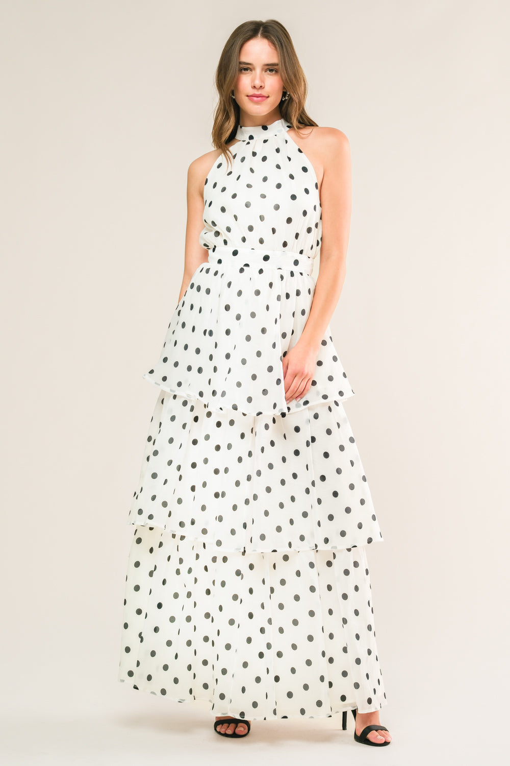Polka Dot Halter Maxi Dress for Women - Flowy Summer Beach Dress for Vacations, Parties & Date Nights