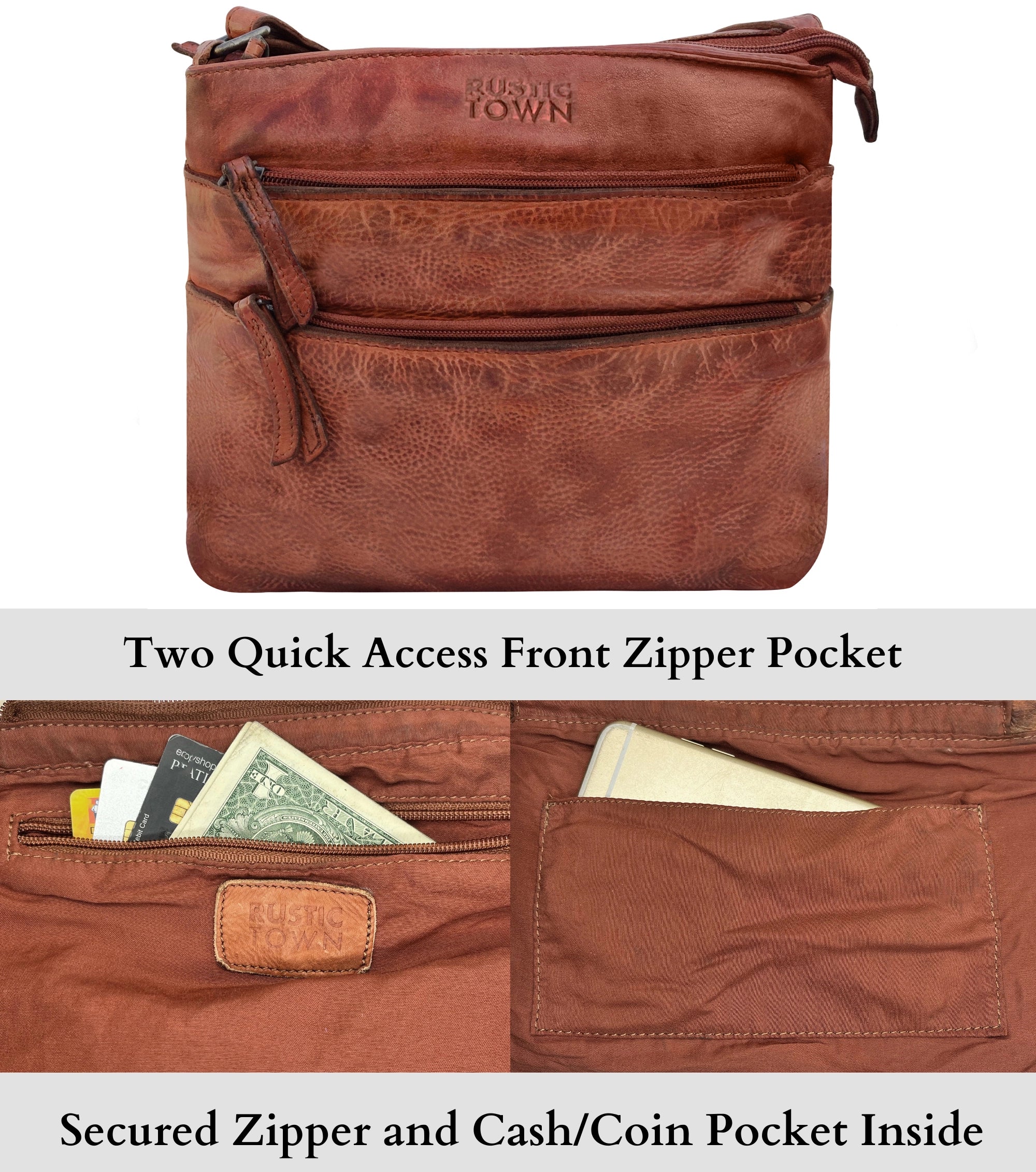 Stylish Brown Leather Crossbody Bag for Women - Fashionable & Durable Handbag for Everyday Use, Travel, and Work