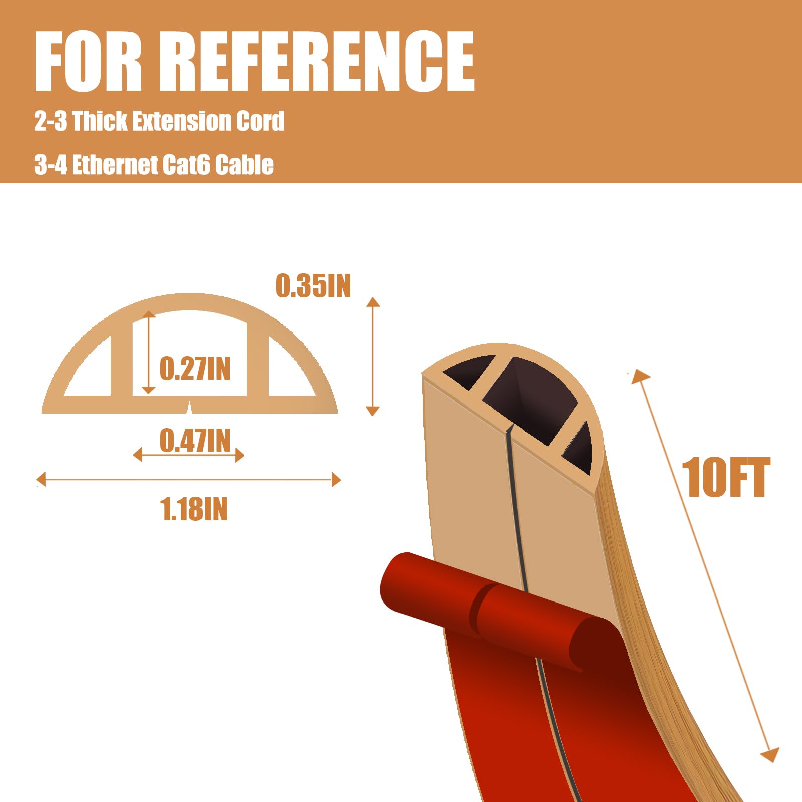 Wood Grain Self-Adhesive Floor Cord Cover - 0.5