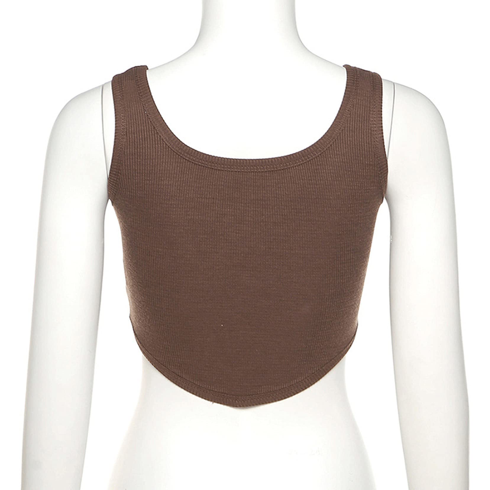 Women's Ribbed Knit Sleeveless Crop Tank Top - Letter Print Camisole with Round Neck for Casual Wear, Layering & Summer Outfits