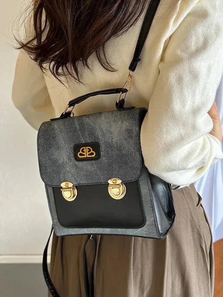Vintage Denim Print Women's Backpack - Stylish Casual Daypack for College, Travel & Everyday Use