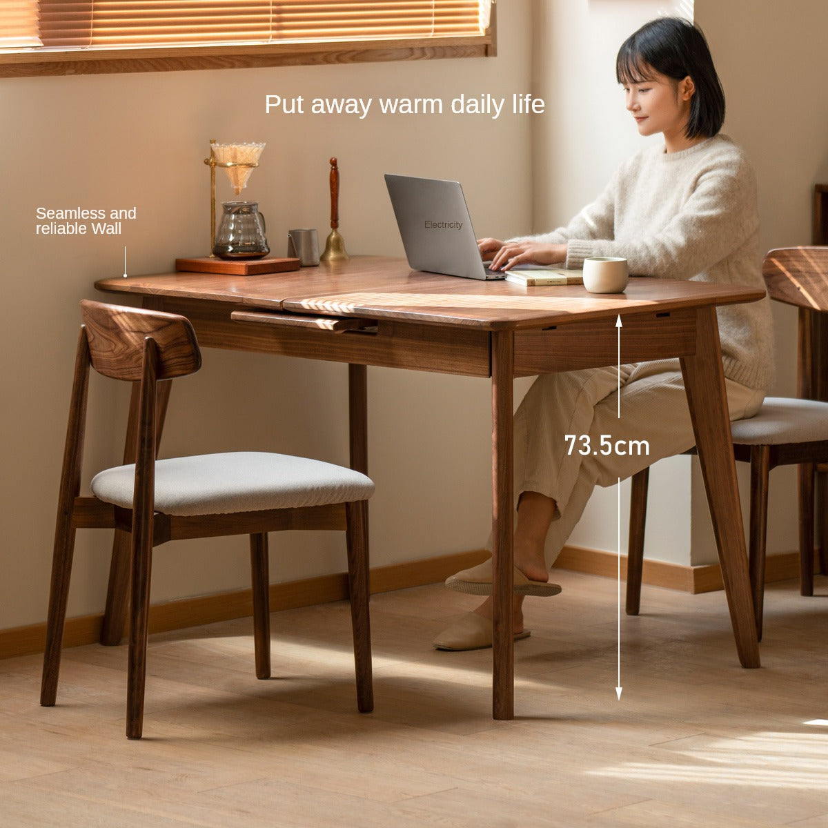 Solid Black Walnut Extendable Dining Table - Expandable Wooden Table for Small Spaces | Perfect for Family Dinners, Entertaining Guests & Space-Saving Home Decor