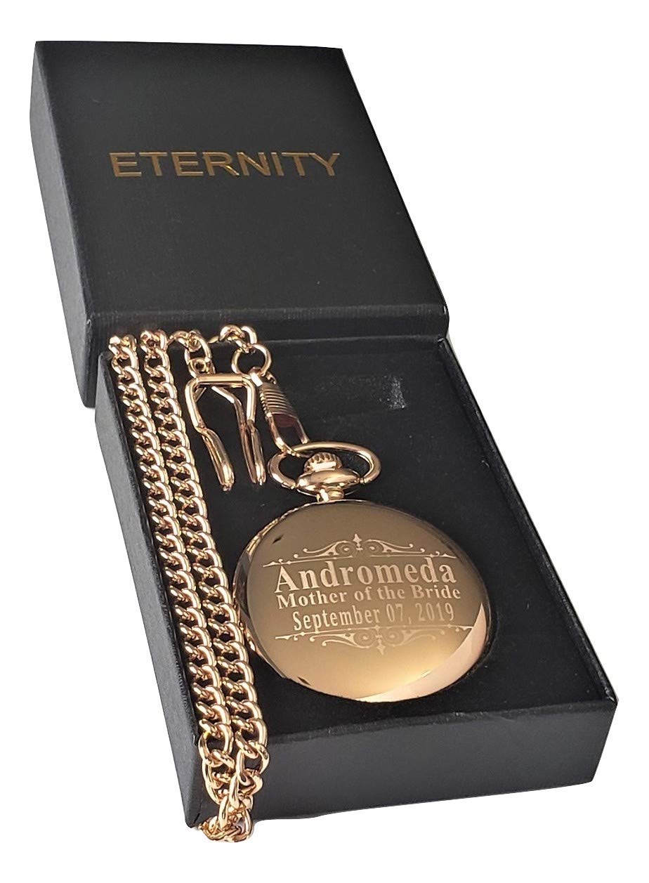 8 Personalized Engraved Pocket Watches for Men - Custom Groomsmen Wedding Gift Set with Chain & Gift Box - Perfect for Anniversaries, Graduations & Special Occasions