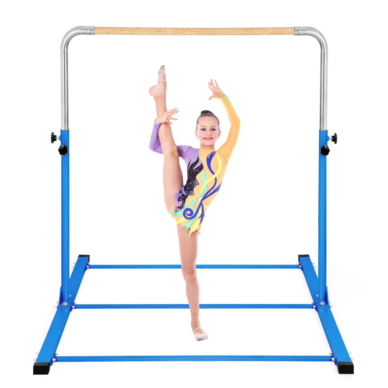 SHIWEI Adjustable Gymnastics Bar for Kids - 3ft to 5ft Height Adjustable Horizontal Kip Bar - Perfect for Home Training, Backyard Practice & Indoor Gymnastics Exercises
