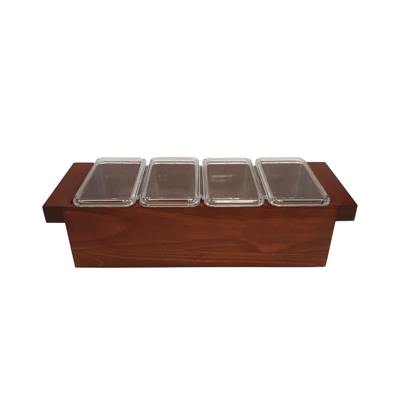 BarConic® Hazel Wood Condiment Holder - 3 Size Options for Spices, Salt & Pepper | Perfect for Kitchen Countertop, Dining Table & BBQ Party Organization