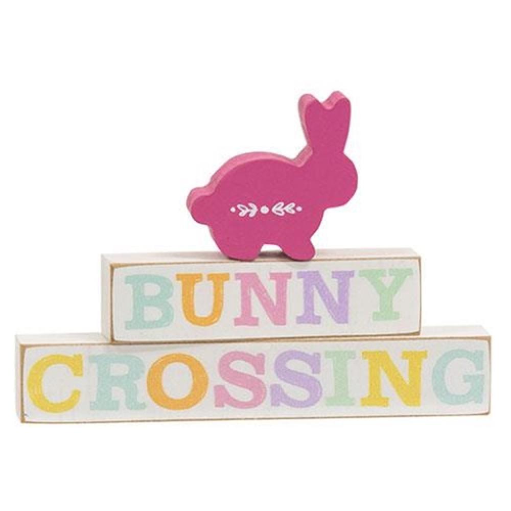 3-Piece Bunny Crossing Block Stackers - Wooden Animal Toy Blocks for Toddlers - Perfect for Easter Gifts, Nursery Decor & Early Learning Playtime