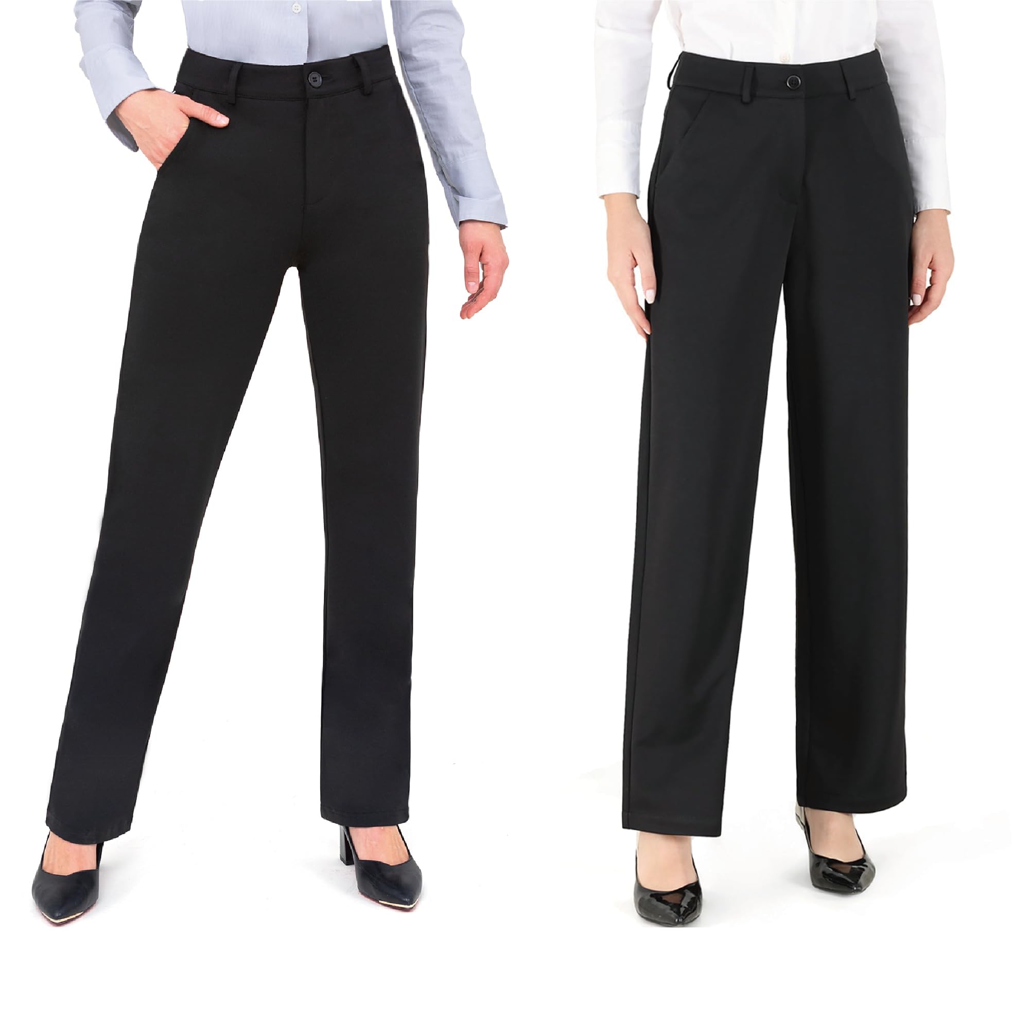 Professional Women's Dress Pants Set - Office Work Trousers with 1 Straight Pants & 1 Straight Leg Pants (XL) - Perfect for Business Meetings, Office Wear & Formal Occasions