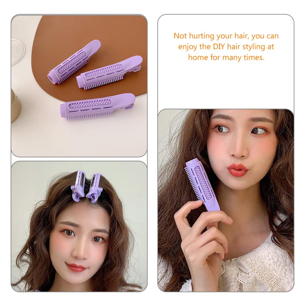 10pcs Purple ABS Hair Rollers for Volume & Curls - Big Roll Clamp Hair Curler Set for Wavy & Curly Hairstyles - Perfect for Salon, Home Styling & DIY Hair Care