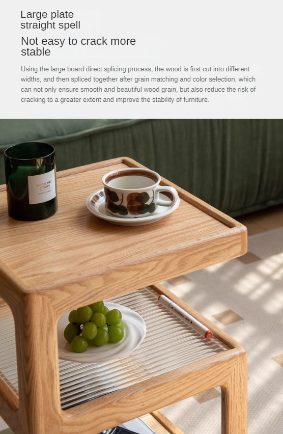 Solid Oak & Black Walnut Wood Corner Side Table - Square End Table for Living Room, Bedroom, or Office