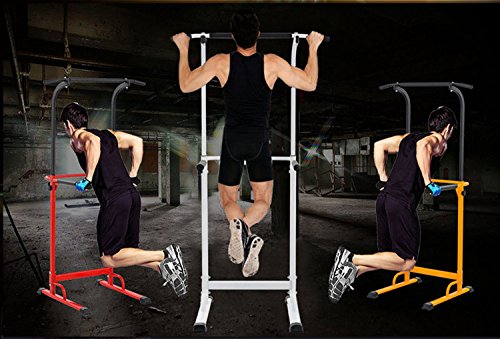 Adjustable Pull Up Bar for Home Gym - Fitness Dip Station with Roman Chair - Perfect for Strength Training & Bodyweight Exercises