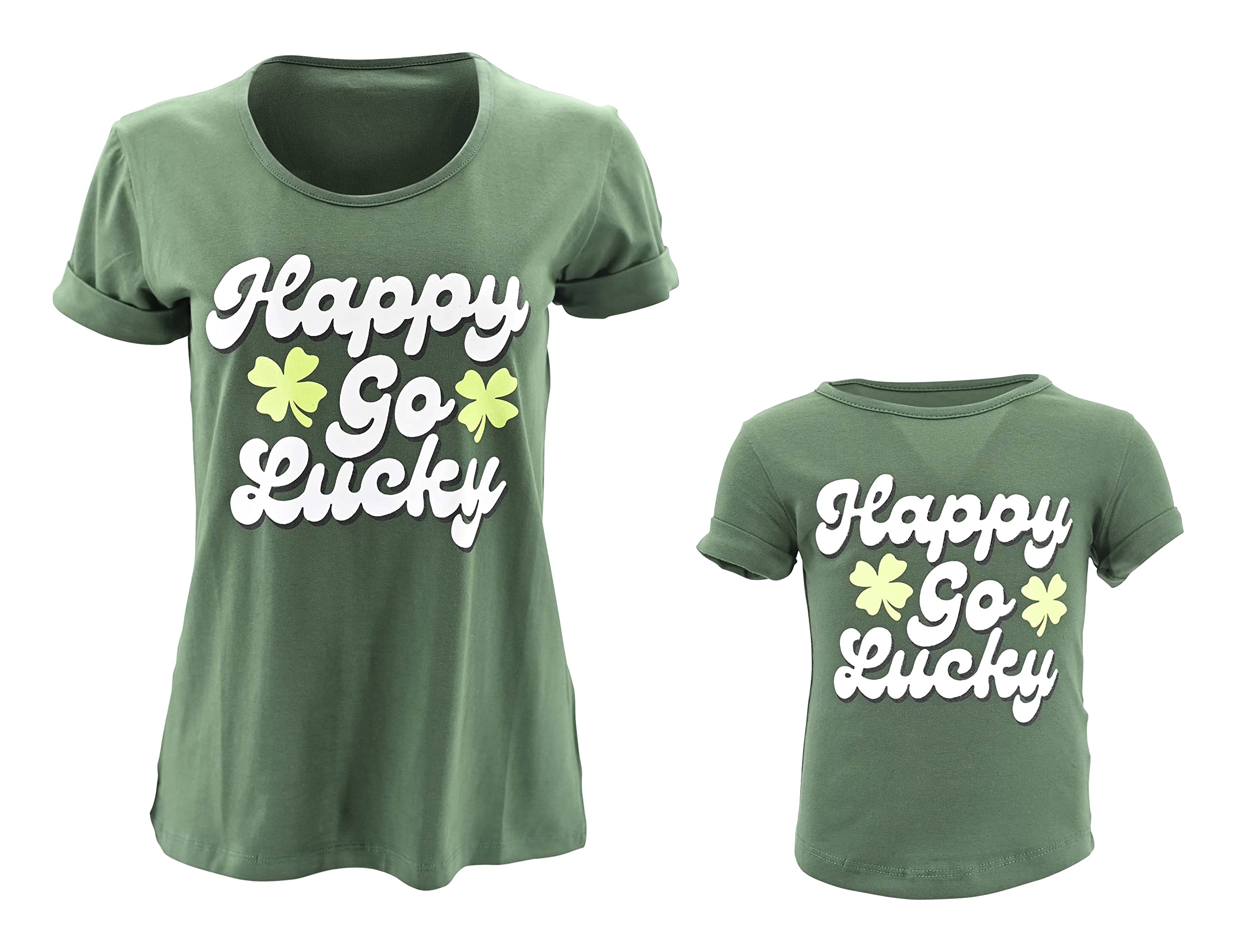 Unique Happy Lucky Mommy and Me St. Patrick's Day Matching T-Shirts for Women & Baby - Cute Family Outfits for Irish Celebration