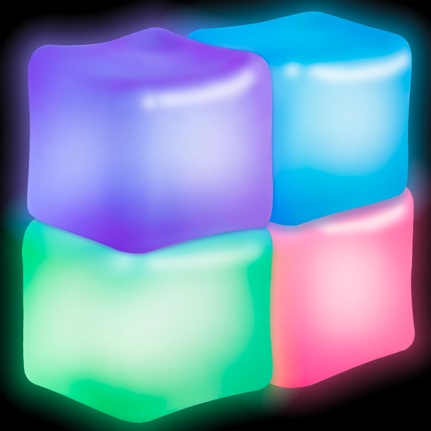 4Pcs Glow in The Dark Stress Relief Cube - Super Solid Squishy Sensory Fidget Toys for Kids & Adults - High Density Squeeze Balls for Anxiety, ADHD, Office & Classroom Focus
