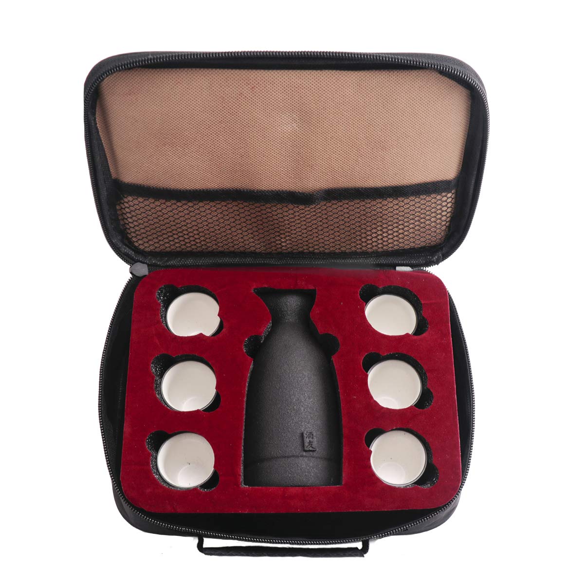 Premium Japanese Ceramic Sake Set with 6 Cups & Storage Box - Traditional Porcelain Sake Bottle & Drinking Cups Gift Set - Perfect for Japanese Restaurants, Home Entertaining & Cultural Celebrations