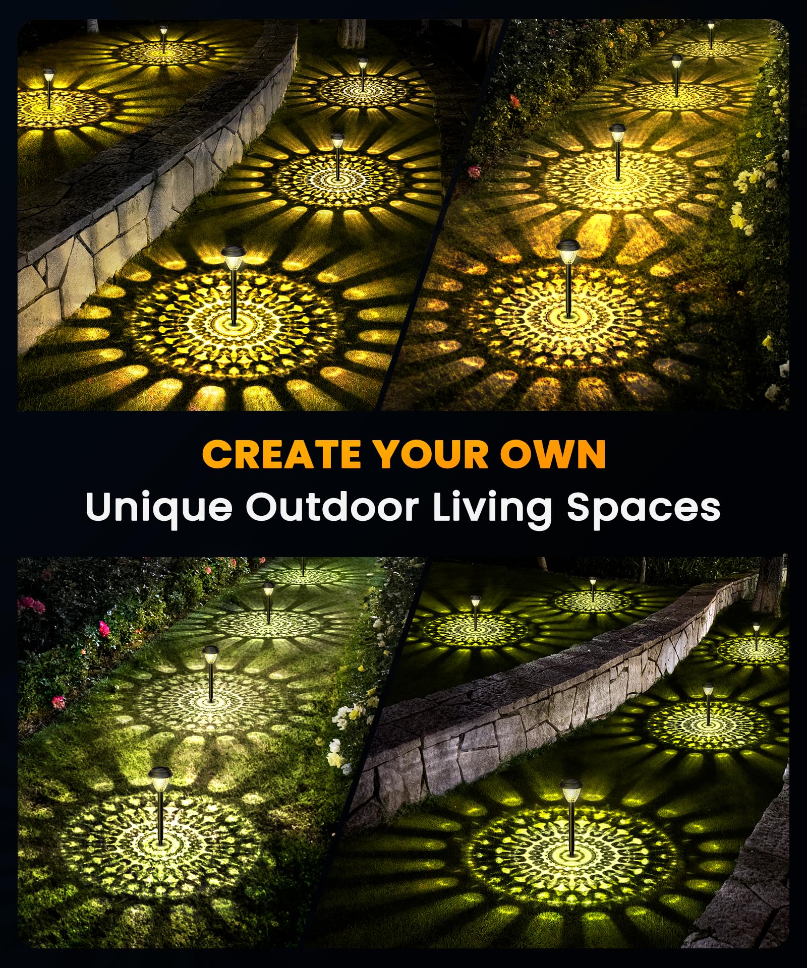 8 Pack Super Bright Solar Lights for Outdoor - Waterproof Solar Pathway Lights with Auto On/Off, 12H Runtime - Perfect for Garden, Yard, and Landscape Lighting (Dusk to Dawn Operation) - Ideal for Walkways, Driveways, and Patio Decor