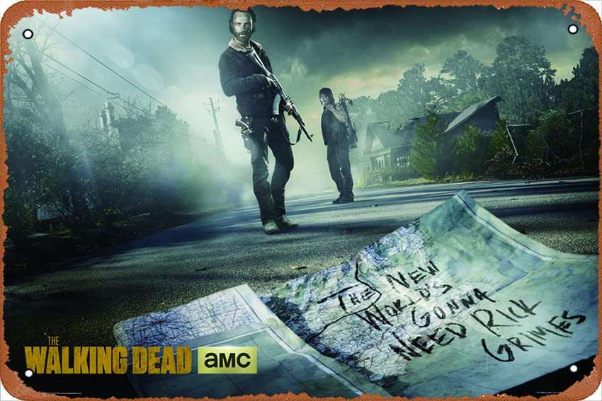 The Walking Dead Season 5 Vintage Metal Tin Sign - 12x8 Inch Wall Art for Home, Bar & Coffee Shop Decor | Perfect for TV Room, Man Cave & Themed Establishments