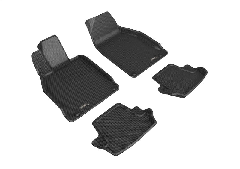 3D Maxpider Custom Fit Floor Mats for 2012-2019 Porsche 911 Carrera/Convertible/S/4/4S (991/991.2) - Kagu Series 1st & 2nd Row Complete Set (Black) | Premium Car Interior Protection for Daily Driving & Road Trips