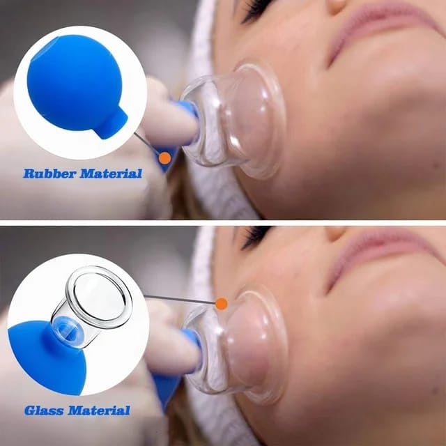 PCS POWEREST® 4-Piece Glass Facial Cupping Set with Silicone Vacuum Suction - Anti-Cellulite & Anti-Wrinkle Massage Therapy Kit for Youthful Skin - Perfect for Face, Eyes & Body Care - Ideal for Home Spa, Relaxation & Skincare Routine
