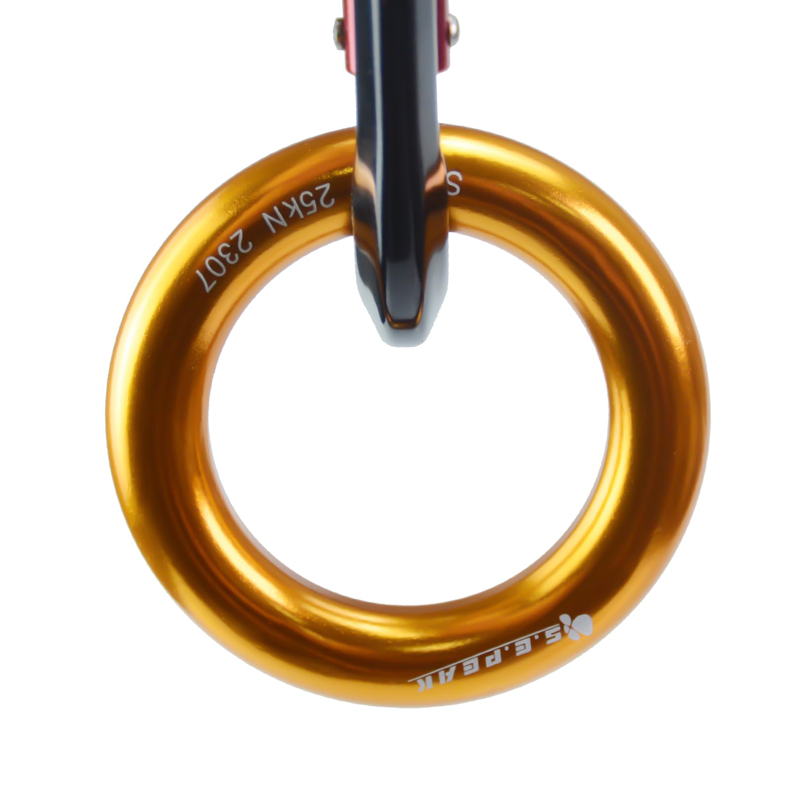 25kN Aluminum Rappel Ring - Heavy Duty Rock Climbing Carabiner, Arborist Rigging O-Ring for Safety Gear (Gold/Blue) - Perfect for Outdoor Adventures, Rescue Operations & Tree Work